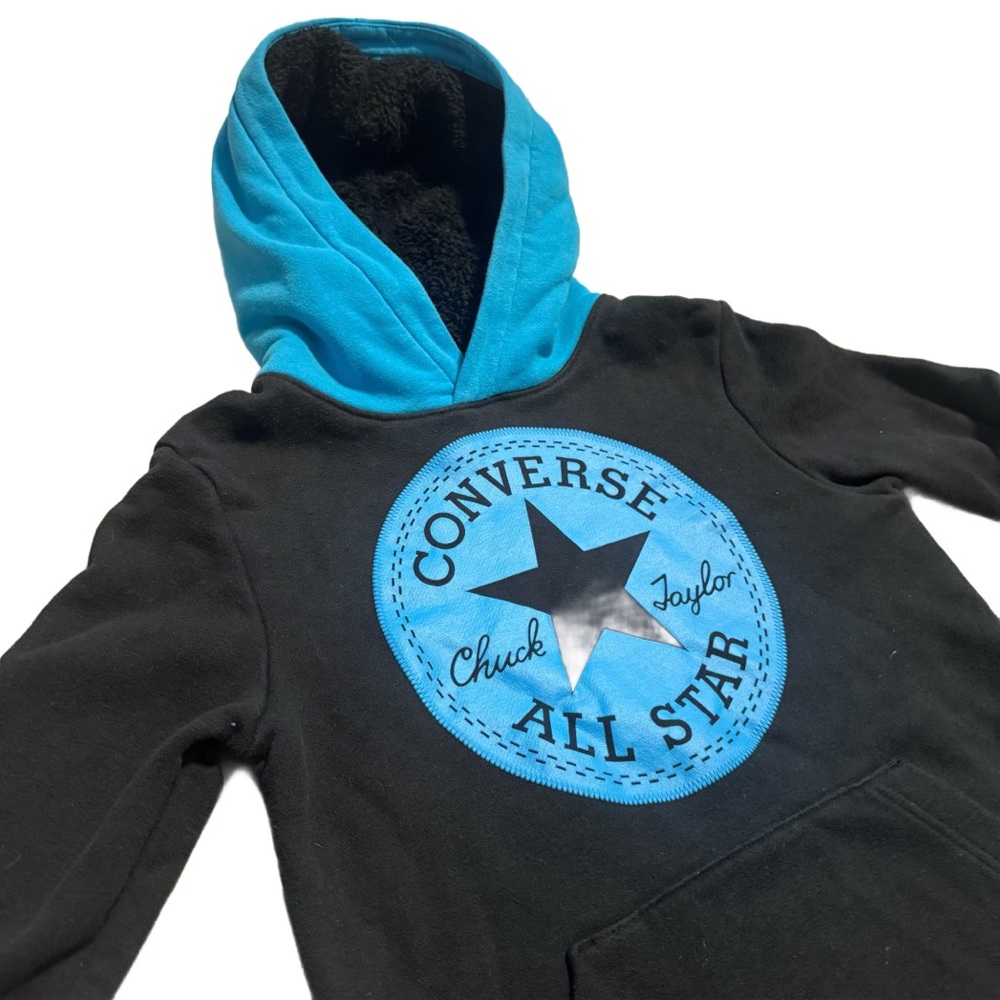 Converse Classic Vintage Inspired Kids Black and Blue Hoodie Size 8/10 - Picture 2 of 6